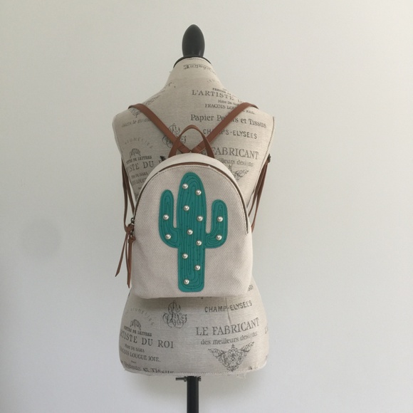 New T-Shirt & Jeans Canvas Back Pack with Cactus - Picture 5 of 5